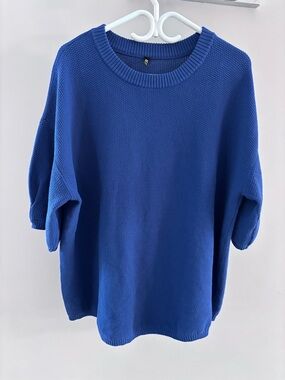 Joelle collection Blue Short-Sleeve Knit Sweater